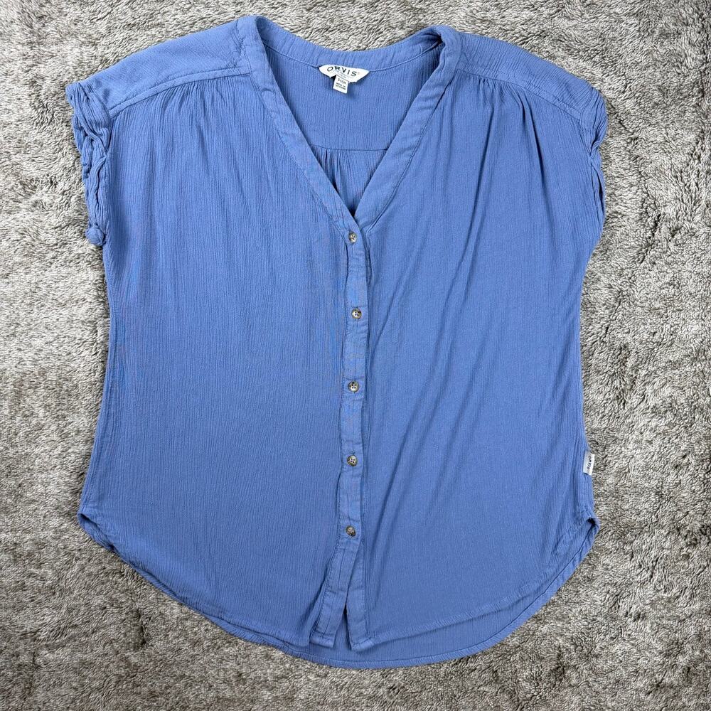 Orvis Short Sleeve Button Up Women's Small Blue